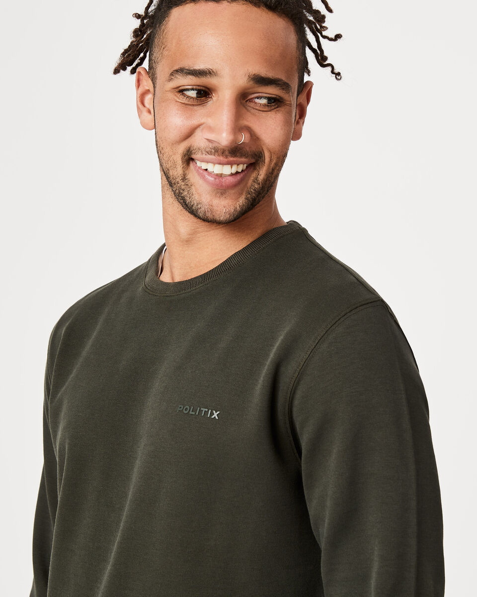 Logo Crew Neck Jumper, Khaki, hi-res
